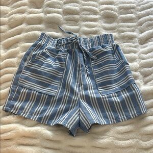 Striped Blue Women's linen Shorts
